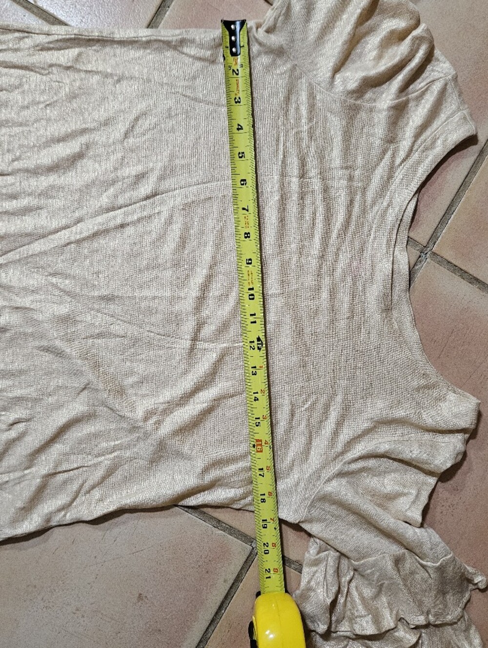 Lilly Pulitzer Lula Sand Dune Metallic Gold Linen Top Flounce Sleeve - Picture 9 of 13